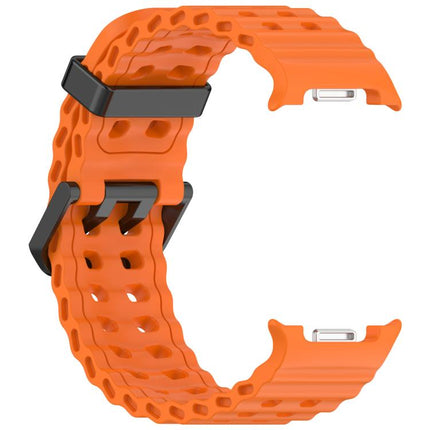 xDfind Black Buckle Ocean Solid Color Dual-row Hole Silicone Watch Band, For Galaxy Watch9 / 8 / 8 Classic