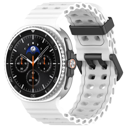 xDfind Black Buckle Ocean Solid Color Dual-row Hole Silicone Watch Band, For Galaxy Watch9 / 8 / 8 Classic