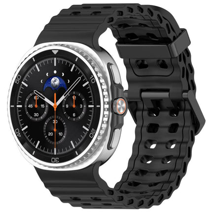 xDfind Black Buckle Ocean Solid Color Dual-row Hole Silicone Watch Band, For Galaxy Watch9 / 8 / 8 Classic