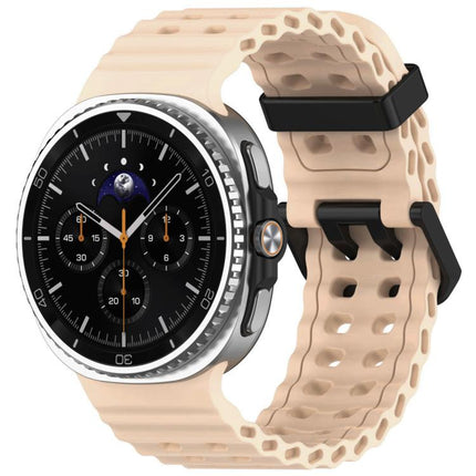 xDfind Black Buckle Ocean Solid Color Dual-row Hole Silicone Watch Band, For Galaxy Watch9 / 8 / 8 Classic