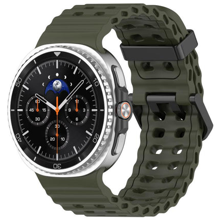 xDfind Black Buckle Ocean Solid Color Dual-row Hole Silicone Watch Band, For Galaxy Watch9 / 8 / 8 Classic