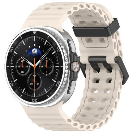 xDfind Black Buckle Ocean Solid Color Dual-row Hole Silicone Watch Band, For Galaxy Watch9 / 8 / 8 Classic