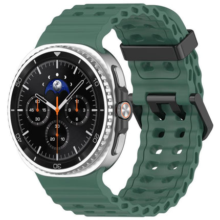 xDfind Black Buckle Ocean Solid Color Dual-row Hole Silicone Watch Band, For Galaxy Watch9 / 8 / 8 Classic