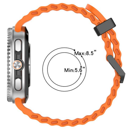 xDfind Black Buckle Ocean Solid Color Dual-row Hole Silicone Watch Band, For Galaxy Watch9 / 8 / 8 Classic