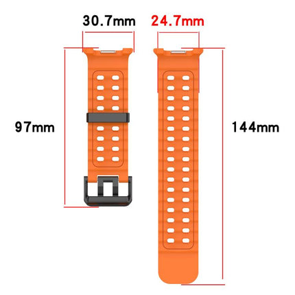 xDfind Black Buckle Ocean Solid Color Dual-row Hole Silicone Watch Band, For Galaxy Watch9 / 8 / 8 Classic