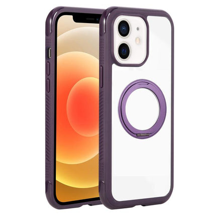 Solid Color Edge Transparency Rotation Holder MagSafe Phone Case