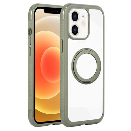 Solid Color Edge Transparency Rotation Holder MagSafe Phone Case