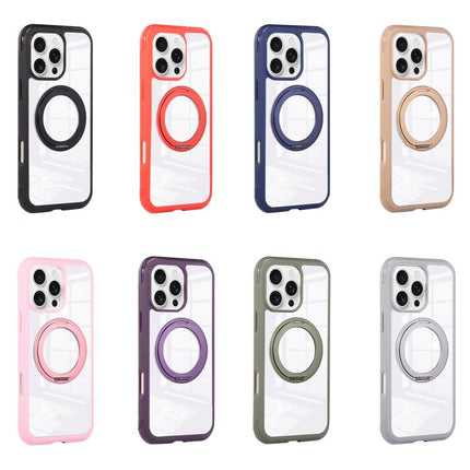 Solid Color Edge Transparency Rotation Holder MagSafe Phone Case