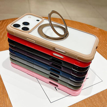 Solid Color Edge Transparency Rotation Holder MagSafe Phone Case