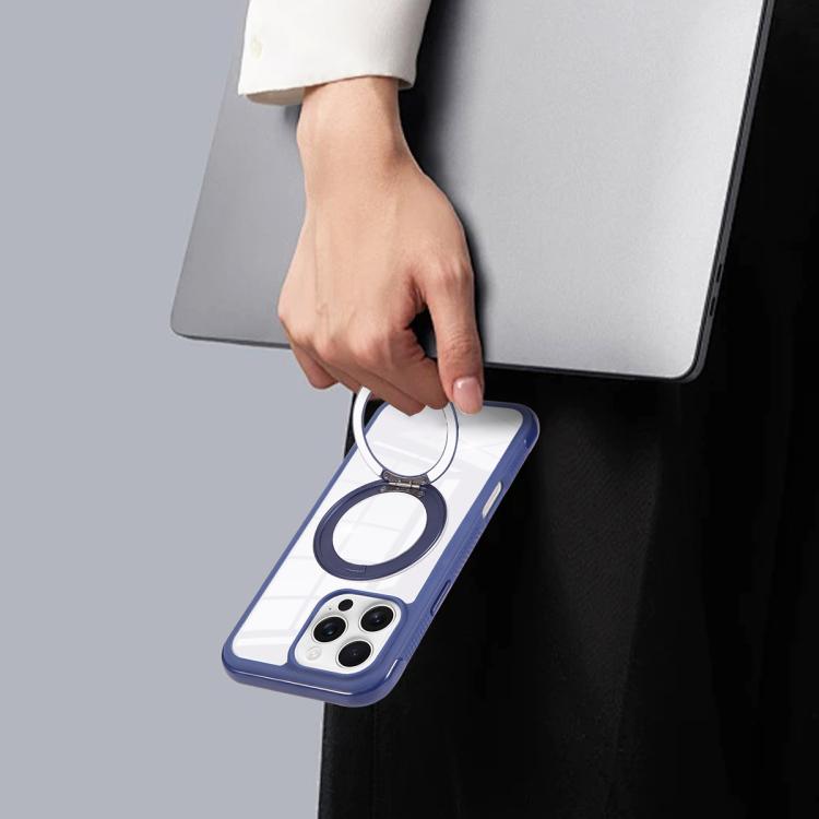 Solid Color Edge Transparency Rotation Holder MagSafe Phone Case