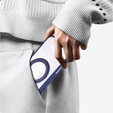 Solid Color Edge Transparency Rotation Holder MagSafe Phone Case