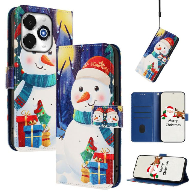 Christmas Series Buckle Leather Phone Case with Hand Strap, For UMIDIGI G100x 5G / 4G, For UMIDIGI G100 Pro