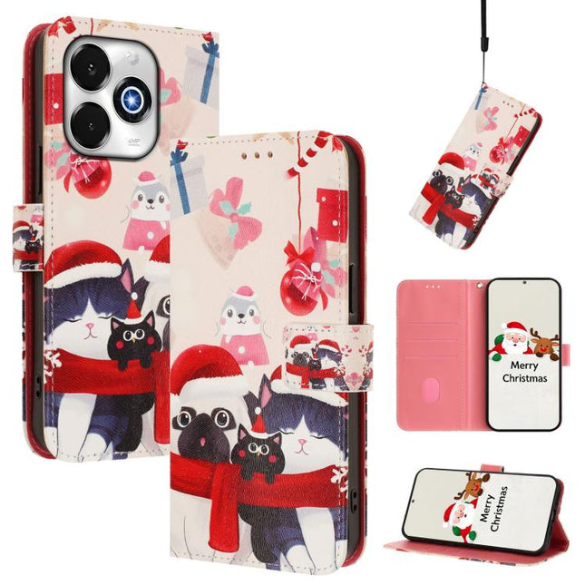 Christmas Series Buckle Leather Phone Case with Hand Strap, For UMIDIGI G100x 5G / 4G, For UMIDIGI G100 Pro