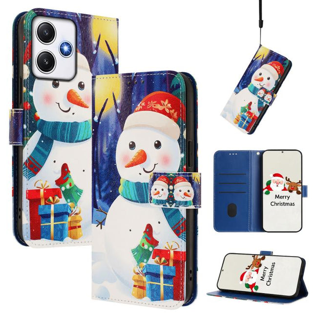 Christmas Series Buckle Leather Phone Case with Hand Strap, For Redmi 12 4G / 5G / Note 12R, For Redmi Note 12T Pro / K50i, For Redmi Note 12 Turbo 5G / Xiaomi Poco F5, For Redmi K60 / K60 Pro