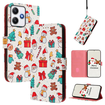 Christmas Series Buckle Leather Phone Case with Hand Strap, For Redmi 12 4G / 5G / Note 12R, For Redmi Note 12T Pro / K50i, For Redmi Note 12 Turbo 5G / Xiaomi Poco F5, For Redmi K60 / K60 Pro