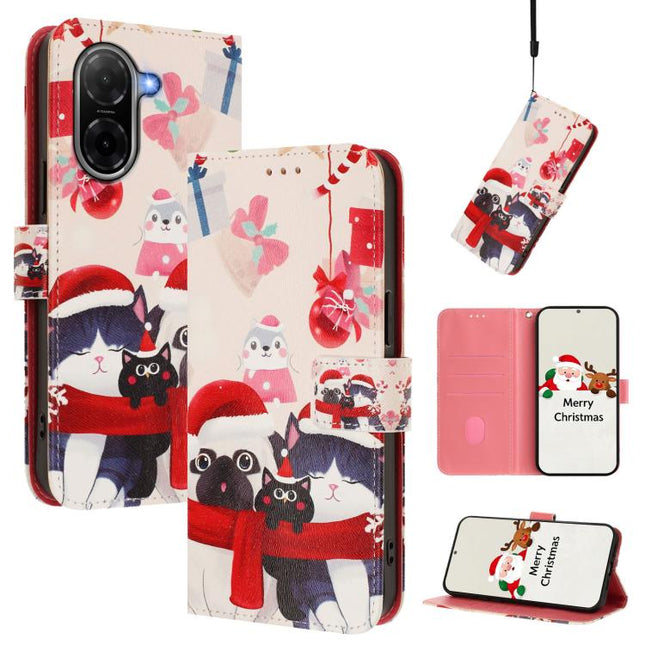 Christmas Series Buckle Leather Phone Case with Hand Strap, For Redmi A5 4G 173.3mm, For Redmi A5 4G 171.7mm / Xiaomi Poco C71, For Redmi Note 13 Pro / 14S 4G Global, For Redmi Note 14 4G 164.84mm