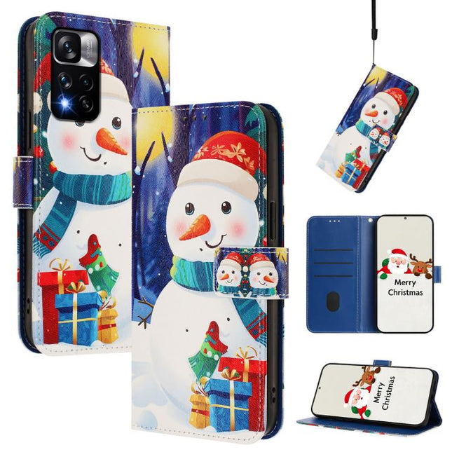 Christmas Series Buckle Leather Phone Case with Hand Strap, For Redmi Note 11 Pro+ 5G EU, For Redmi Note 11S / Xiaomi Poco M4 Pro 5G, For Redmi 10A / 9C