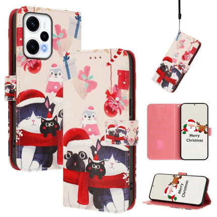 Christmas Series Buckle Leather Phone Case with Hand Strap, For Redmi 12 4G / 5G / Note 12R, For Redmi Note 12T Pro / K50i, For Redmi Note 12 Turbo 5G / Xiaomi Poco F5, For Redmi K60 / K60 Pro