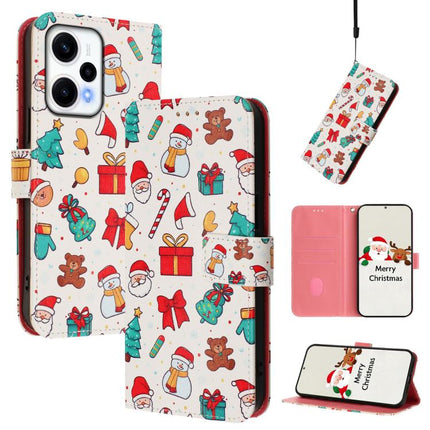 Christmas Series Buckle Leather Phone Case with Hand Strap, For Redmi 12 4G / 5G / Note 12R, For Redmi Note 12T Pro / K50i, For Redmi Note 12 Turbo 5G / Xiaomi Poco F5, For Redmi K60 / K60 Pro