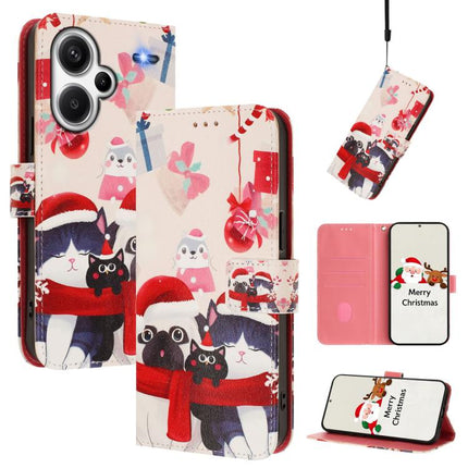 Christmas Series Buckle Leather Phone Case with Hand Strap, For Redmi Note 13 4G Global, For Redmi Note 13 Pro 5G Global, For Redmi Note 13 5G Global, For Redmi Note 13 Pro+ 5G Global