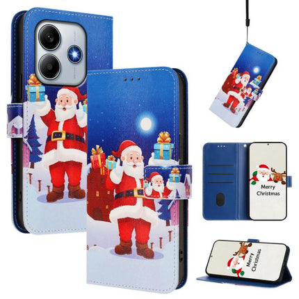 Christmas Series Buckle Leather Phone Case with Hand Strap, For Redmi Note 14 Pro 5G / Note 14 Pro+ 5G, For Redmi Note 14 5G Global, For Redmi Note 14 Pro 4G Global, For Redmi Note 14 4G 163.25mm