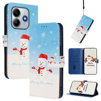 Christmas Series Buckle Leather Phone Case with Hand Strap, For Redmi Note 14 Pro 5G / Note 14 Pro+ 5G, For Redmi Note 14 5G Global, For Redmi Note 14 Pro 4G Global, For Redmi Note 14 4G 163.25mm