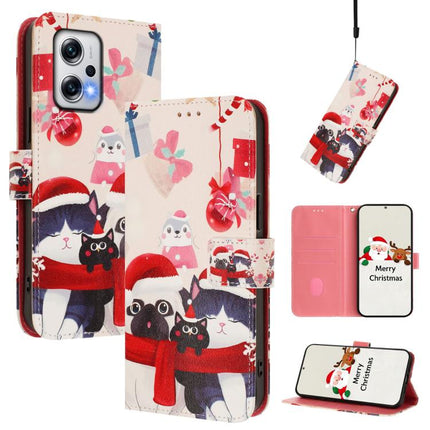Christmas Series Buckle Leather Phone Case with Hand Strap, For Redmi 12 4G / 5G / Note 12R, For Redmi Note 12T Pro / K50i, For Redmi Note 12 Turbo 5G / Xiaomi Poco F5, For Redmi K60 / K60 Pro
