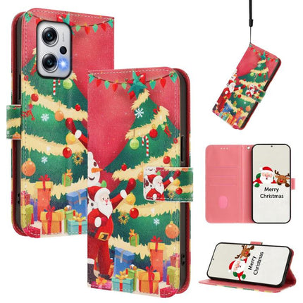 Christmas Series Buckle Leather Phone Case with Hand Strap, For Redmi 12 4G / 5G / Note 12R, For Redmi Note 12T Pro / K50i, For Redmi Note 12 Turbo 5G / Xiaomi Poco F5, For Redmi K60 / K60 Pro