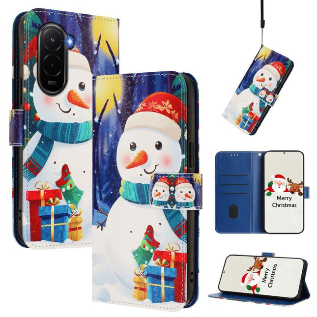 Christmas Series Buckle Leather Phone Case with Hand Strap, For Redmi Note 15 Pro+ 5G 163.3mm/Poco M8 Pro 5G, For Redmi Note 15 5G / 4G 164mm / Poco M8 5G, For Redmi 15C 5G / 4G EU 173mm / Poco C85 5G, For Xiaomi Poco M7 4G 169mm