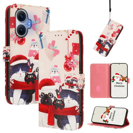 Christmas Series Buckle Leather Phone Case with Hand Strap, For Xiaomi 15T Pro 5G, For Xiaomi 15T 5G, For Xiaomi 15S Pro 5G, For Xiaomi Poco F7 / Redmi Turbo 4 Pro