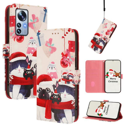 Christmas Series Buckle Leather Phone Case with Hand Strap, For Xiaomi 12 Pro / 12S Pro, For Xiaomi 12 5G / 12X 5G / 12S 5G, For Xiaomi 12 Lite, For Xiaomi Poco C40 / Redmi 10C
