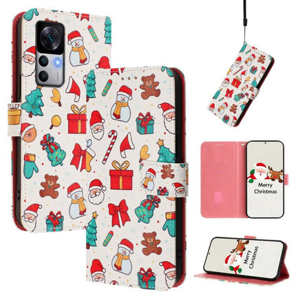 Christmas Series Buckle Leather Phone Case with Hand Strap, For Xiaomi 13 Pro 5G, For Xiaomi 13 5G, For Xiaomi 12T / 12T Pro / Redmi K50 Ultra, For Xiaomi 12S Ultra