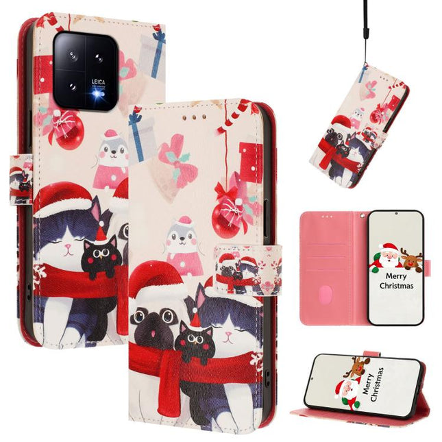 Christmas Series Buckle Leather Phone Case with Hand Strap, For Xiaomi 13 Pro 5G, For Xiaomi 13 5G, For Xiaomi 12T / 12T Pro / Redmi K50 Ultra, For Xiaomi 12S Ultra