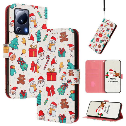 Christmas Series Buckle Leather Phone Case with Hand Strap, For Xiaomi 13 Ultra, For Xiaomi Civi 3 5G, For Xiaomi Poco C55 / Redmi 11A, For Xiaomi 13 Lite 5G / Civi 2