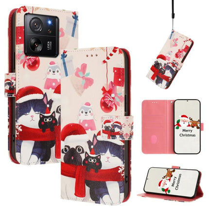Christmas Series Buckle Leather Phone Case with Hand Strap, For Xiaomi 14 Ultra 5G, For Xiaomi 14 Pro 5G, For Xiaomi 14 5G, For Xiaomi 13T / 13T Pro / Redmi K60 Ultra 5G