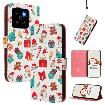 Christmas Series Buckle Leather Phone Case with Hand Strap, For Xiaomi 14 Ultra 5G, For Xiaomi 14 Pro 5G, For Xiaomi 14 5G, For Xiaomi 13T / 13T Pro / Redmi K60 Ultra 5G