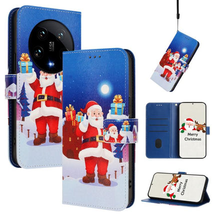 Christmas Series Buckle Leather Phone Case with Hand Strap, For Xiaomi 14 Ultra 5G, For Xiaomi 14 Pro 5G, For Xiaomi 14 5G, For Xiaomi 13T / 13T Pro / Redmi K60 Ultra 5G