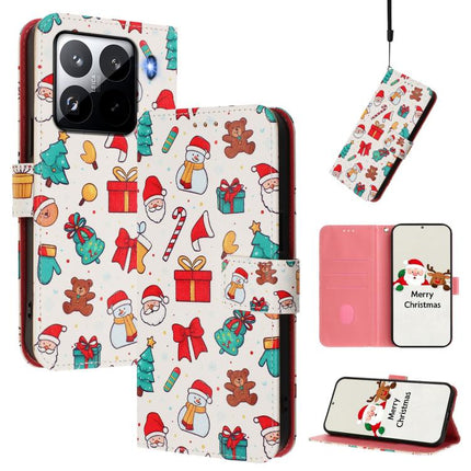 Christmas Series Buckle Leather Phone Case with Hand Strap, For Xiaomi 15 Pro, For Xiaomi 15, For Xiaomi 14T Pro 5G, For Xiaomi 14T 5G