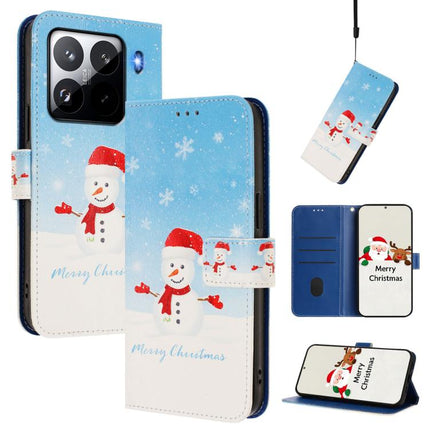 Christmas Series Buckle Leather Phone Case with Hand Strap, For Xiaomi 15 Pro, For Xiaomi 15, For Xiaomi 14T Pro 5G, For Xiaomi 14T 5G