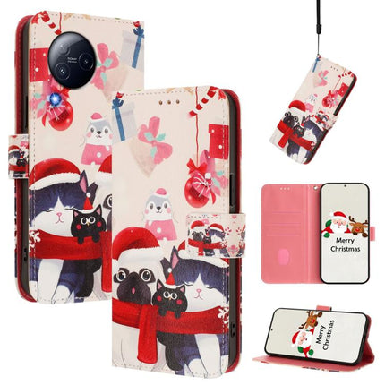 Christmas Series Buckle Leather Phone Case with Hand Strap, For Xiaomi 13 Ultra, For Xiaomi Civi 3 5G, For Xiaomi Poco C55 / Redmi 11A, For Xiaomi 13 Lite 5G / Civi 2