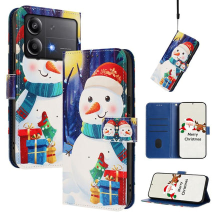 Christmas Series Buckle Leather Phone Case with Hand Strap, For Xiaomi Poco F6 5G, For Xiaomi Poco F6 Pro 5G, For Xiaomi Poco X6 Neo 5G, For Xiaomi Poco X6 Pro