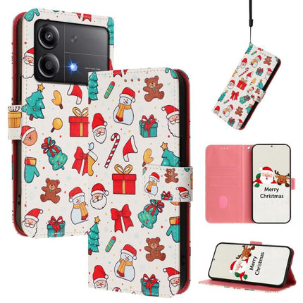 Christmas Series Buckle Leather Phone Case with Hand Strap, For Xiaomi Poco F6 5G, For Xiaomi Poco F6 Pro 5G, For Xiaomi Poco X6 Neo 5G, For Xiaomi Poco X6 Pro