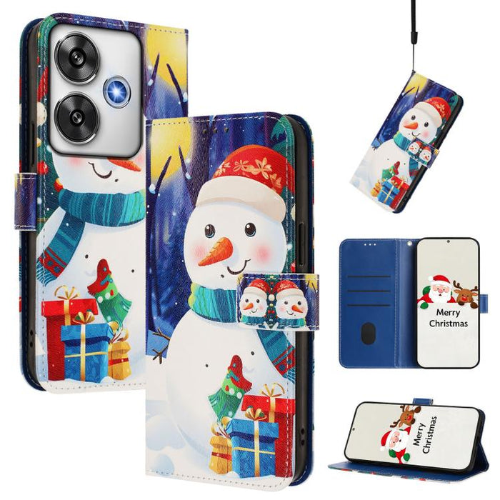 Christmas Series Buckle Leather Phone Case with Hand Strap, For Xiaomi Poco F6 5G, For Xiaomi Poco F6 Pro 5G, For Xiaomi Poco X6 Neo 5G, For Xiaomi Poco X6 Pro