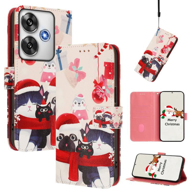 Christmas Series Buckle Leather Phone Case with Hand Strap, For Xiaomi Poco F6 5G, For Xiaomi Poco F6 Pro 5G, For Xiaomi Poco X6 Neo 5G, For Xiaomi Poco X6 Pro