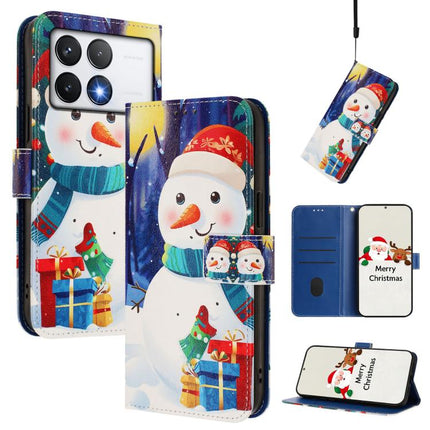 Christmas Series Buckle Leather Phone Case with Hand Strap, For Xiaomi Poco F6 5G, For Xiaomi Poco F6 Pro 5G, For Xiaomi Poco X6 Neo 5G, For Xiaomi Poco X6 Pro