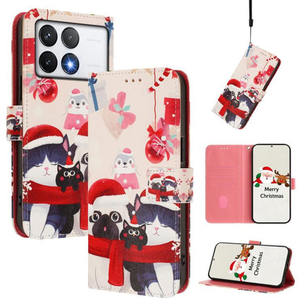 Christmas Series Buckle Leather Phone Case with Hand Strap, For Xiaomi Poco F6 5G, For Xiaomi Poco F6 Pro 5G, For Xiaomi Poco X6 Neo 5G, For Xiaomi Poco X6 Pro