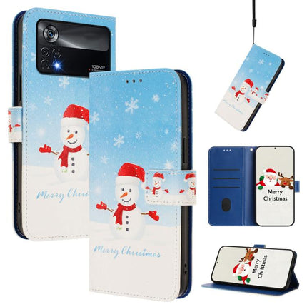 Christmas Series Buckle Leather Phone Case with Hand Strap, For Xiaomi Poco M4 Pro 4G, For Xiaomi Poco X4 Pro 5G