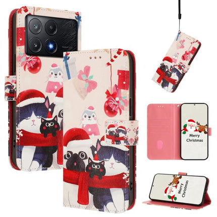 Christmas Series Buckle Leather Phone Case with Hand Strap, For Xiaomi Poco F6 5G, For Xiaomi Poco F6 Pro 5G, For Xiaomi Poco X6 Neo 5G, For Xiaomi Poco X6 Pro