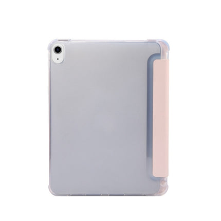 Funda de piel sintética transparente con tapa horizontal, a prueba de golpes, con textura de piel prensada eléctrica de 3 pliegues, con soporte, ranura para bolígrafo y función de suspensión/activación, para iPad Air 2022/2020 10.9