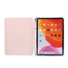 3-folding Electric Pressed Skin Texture Horizontal Flip Shockproof Transparent TPU + PU Leather Case with Holder& Pen Slot & Sleep / Wake-up Function, For iPad Air 2022 / 2020 10.9